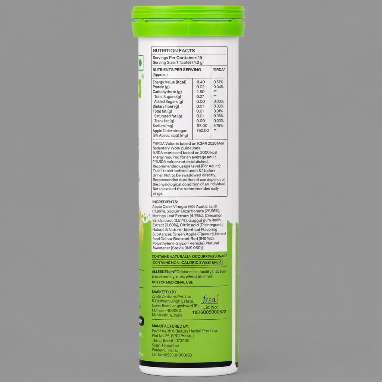Back close-up with nutrition table and ingredients readable